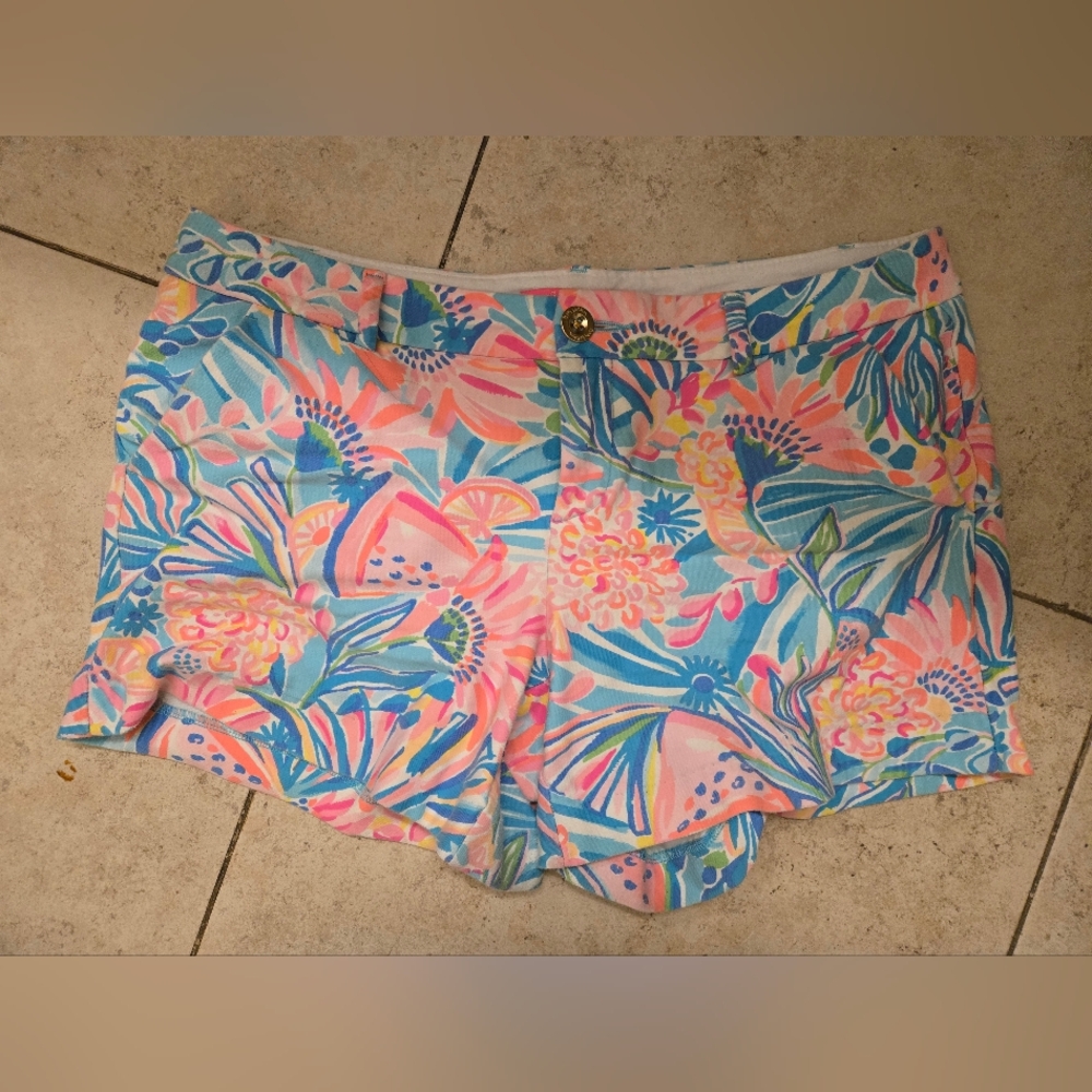 Lilly Pulitzer Tropical Floral Women Shorts Size 8 Stretch